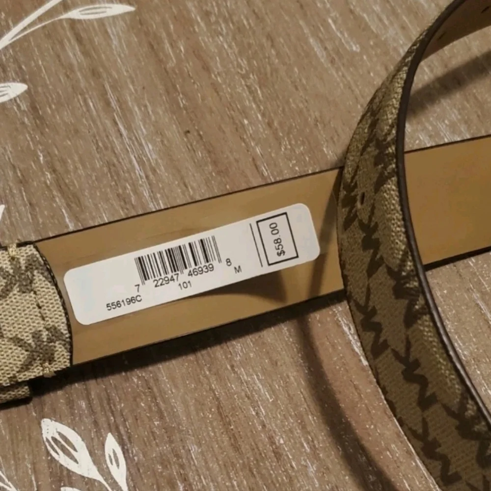 Michael Kors Monogram Belt Brass Buckle Logo